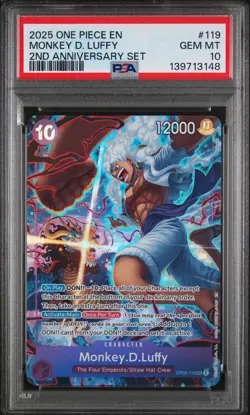 2025 ONE PIECE ENGLISH VERSION 2ND ANNIVERSARY SET #119 MONKEY D. LUFFY PSA 10 - Image 1