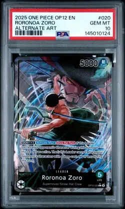 2025 ONE PIECE OP12-LEGACY OF THE MASTER ALTERNATE ART #020 RORONOA ZORO PSA 10 - Image 1