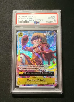 💎 PSA 10 One Piece Monkey D. Luffy OP07-109 illustration Box Vol.3 English - Image 1