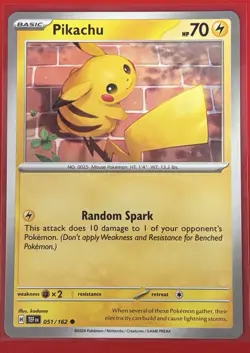 Pikachu 051/162 Pokemon SV05: Temporal Forces Regular Card - Image 1