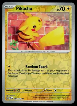 Pokemon Card Temporal Forces Pikachu 051/162 Reverse Holo Common - Image 1