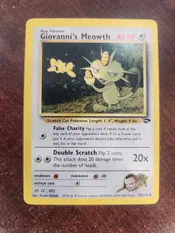 Giovanni's Meowth Gym Pokemon Card WOTC NM - Image 1