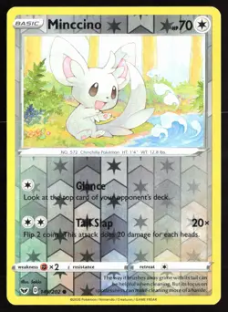 Pokemon TCG - Minccino (145) Reverse Holo Common SWSH01: Sword & Shield Base Set - Image 1