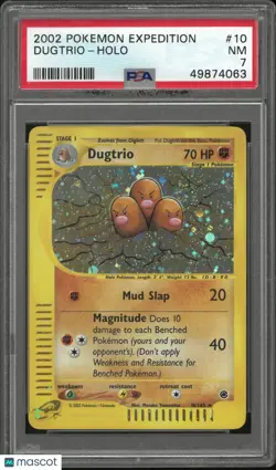 2002 Pokemon Expedition Holofoil Dugtrio 10/165 SWIRL PSA 7 - Image 1