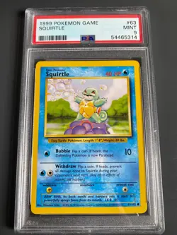 1999 POKEMON BASE SET UNLIMITED #63 SQUIRTLE PSA 9 - Image 1