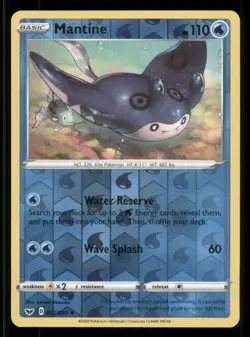 Mantine Sword & Shield Base Set #052/202 UC Reverse Holo Pokemon LP - Image 1