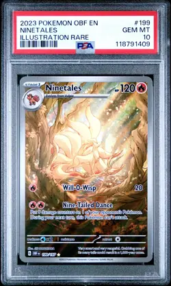 2023 POKEMON OBF EN-OBSIDIAN FLAMES ILLUSTRATION RARE #199 NINETALES PSA 10 - Image 1