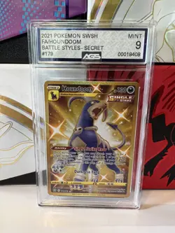 2021 Pokemon Battle Styles 179/163 Houndoom Gold Secret Rare Graded AGS 9 - Image 1