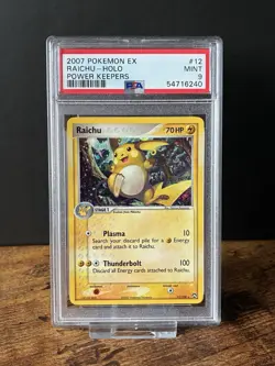 Pokemon TCG Raichu PSA 9 EX Power Keepers 12/108 Holo Rare 2007 Swirl - Image 1