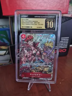 CGC 10 PRISTINE Japanese One Piece 2024 Kid and Killer EB01-003 Promo V Jump - Image 1