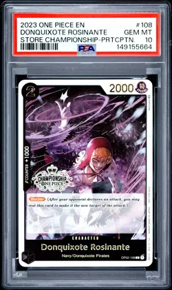 2023 ONE PIECE PROMOS #108 DONQUIXOTE ROSINANTE PSA 10 - Image 1
