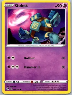 Golett 076/189 Near Mint SWSH03: Darkness Ablaze Pokemon Shipnow - Image 1