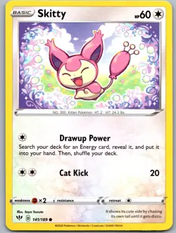 Skitty 141/189 Near Mint SWSH03: Darkness Ablaze Pokemon Shipnow - Image 1