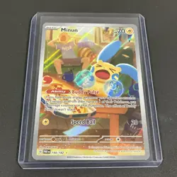 Pokemon TCG Minun 194/182 SV04: Paradox Rift Illustration Rare Holo English - Image 1