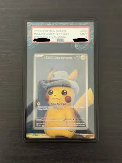 Extended Art Slab Case/Guard for PSA Pokemon Pikachu with Grey Felt Hat Van Gogh - Image 1