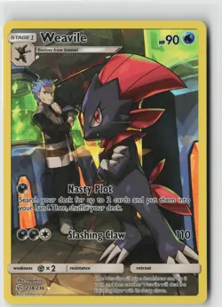 WEAVILE 238/236 SECRET RARE COSMIC ECLIPSE POKEMON NM - Image 1