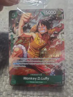 Monkey.D.Luffy P-135 Winner Stamp OP16 Pre-Release Event Promo Card Sealed - Image 1