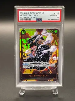 PSA 10 One Piece Monkey D Luffy OP10 118 SEC Parallel Card - Image 1