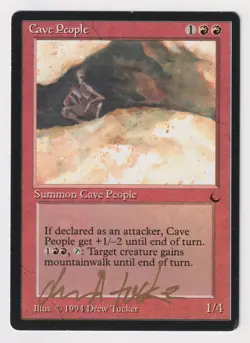 Gold Signed Cave People HP The Dark Artist Drew Tucker 1994 MTG Magic Uncommon! - Image 1