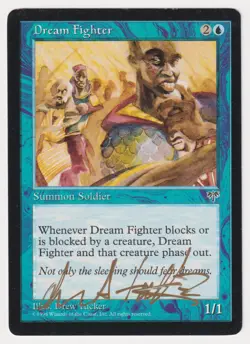 Gold Signed Dream Fighter LP Mirage Artist Drew Tucker 1996 MTG Magic Soldier! - Image 1