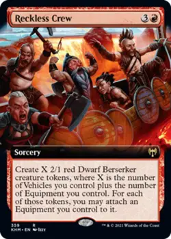 1x Reckless Crew ~ Extended Art - Foil NM-Mint, English Kaldheim MTG Magic - Image 1