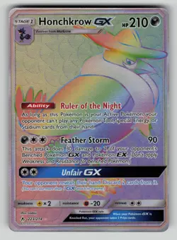 Honchkrow GX 223/214 Rare Rainbow Unbroken Bonds Pokemon NM - Image 1