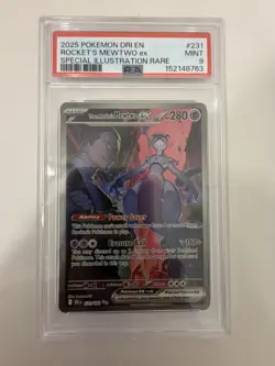 PSA 9 Team Rocket's Mewtwo ex Sv10 Destined Rivals SIR Holo 231/182 EN - Image 1