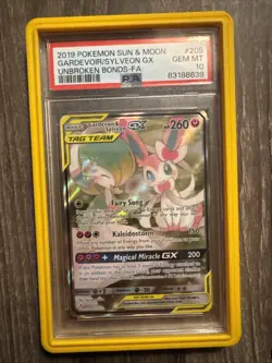 2019 Pokemon Unbroken Bonds Gardevoir/Sylveon Gx Full Art #205 - Image 1