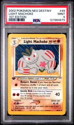 2002 POKEMON NEO DESTINY #49 LIGHT MACHOKE 1ST EDITION PSA 9 - Image 1