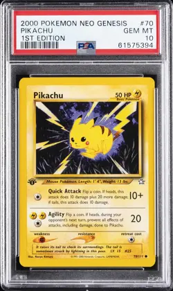 2000 POKEMON NEO GENESIS 1ST EDITION #70 PIKACHU PSA 10 - Image 1
