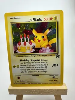 2000 Pokemon TCG Birthday Pikachu Holo Promo #24 WOTC Swirl Rare - Image 1