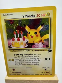 2000 Pokemon TCG Birthday Pikachu Holo Promo #24 WOTC Swirl Rare - Image 5