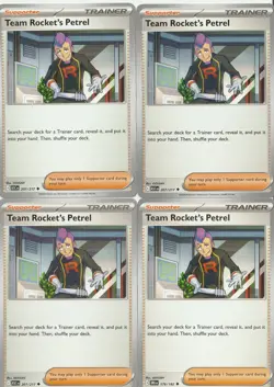 Pokemon TCG Team Rocket's Petrel 176/182 x4 Playset NM condition - Image 1