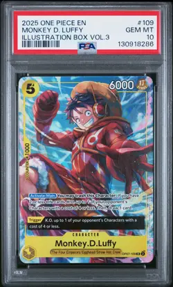 2025 ONE PIECE PROMOS ILLUSTRATION BOX VOL.3 #109 MONKEY D. LUFFY PSA 10 - Image 1
