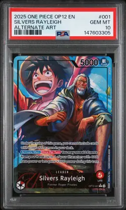 2025 ONE PIECE OP12-LEGACY OF THE MASTER ALTERNATE ART SILVERS RAYLEIGH PSA 10 - Image 1