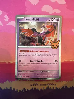 Pokemon Card Fezandipiti Trick Or Trade Cosmo Holo Rare 096/167 Near Mint - Image 1