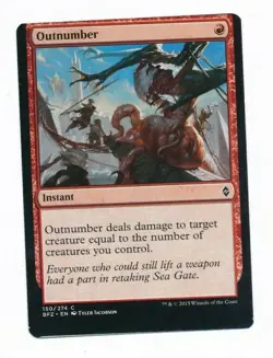 Outnumber - MTG Magic the Gathering - Battle for Zendikar - Misprint Miscut NM - Image 1