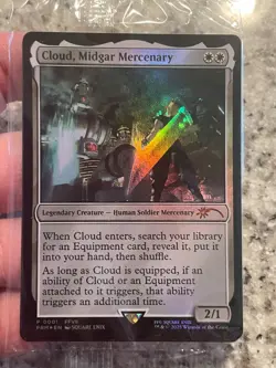 Cloud, Midgar Mercenary Foil Promo w/ FFVII Steam Game Code NEAR MINT Magic MTG - Image 1