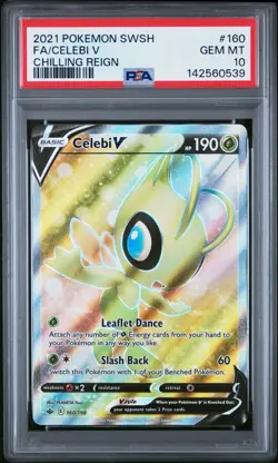 2021 POKEMON SWORD & SHIELD CHILLING REIGN CELEBI V #160/198 FA HOLO PSA 10 - Image 1