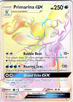 Primarina GX (Secret) 149/145 Holo Secret Rare Guardians Rising Pokemon Holo NM - Image 1