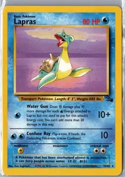 Lapras 25/62 Rare Fossil Pokemon Unlimited Moderately Played - Image 1