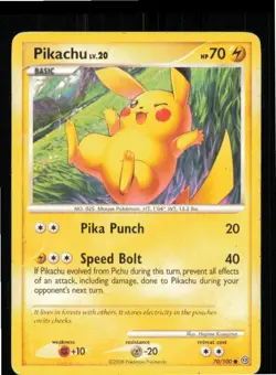 Pikachu 70/100 Common Stormfront Pokemon Heavily Played - Image 1