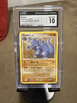 Pokemon TCG Rhydon 60/130 Diamond & Pearl Base Set MINT + CGC 10 - Image 1