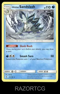 ALOLAN SANDSLASH 20/145 R GUARDIANS RISING POKEMON LP - Image 1