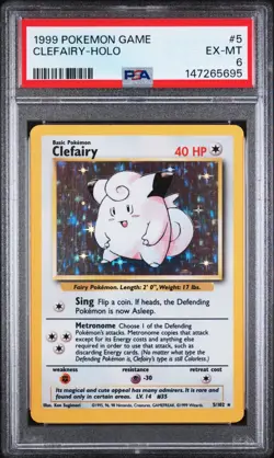 PSA 6 - Clefairy #5 / 102 Base Set Holo - Pokemon 1999 - New Cert - Image 1