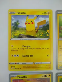 Pokemon Pikachu Card Lot Near Mint 4x Bundle Basic Lightning Cards - Image 2