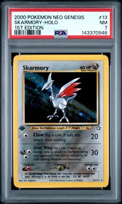 PSA 7 Skarmory 13 First Edition Holo Foil 1st Edition Neo Genesis Pokemon Card - Image 1