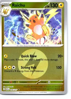 Raichu (Energy Symbol Pattern) 056/217 Ascended Heroes Pokemon Reverse Holo NM - Image 1