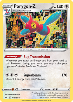 PORYGON-Z 118/198 HOLO R CHILLING REIGN POKEMON HOLO NM/M - Image 1
