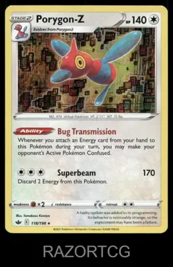 PORYGON-Z 118/198 HOLO R CHILLING REIGN POKEMON HOLO NM/M - Image 2